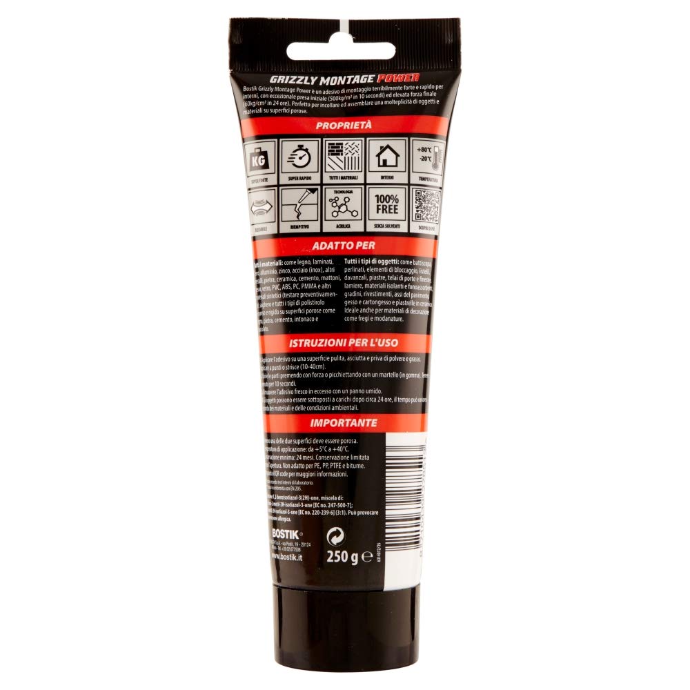 bostik-grizzly-montage-power-adesivo-di-montaggio-bianco-250-g-tubo image 2