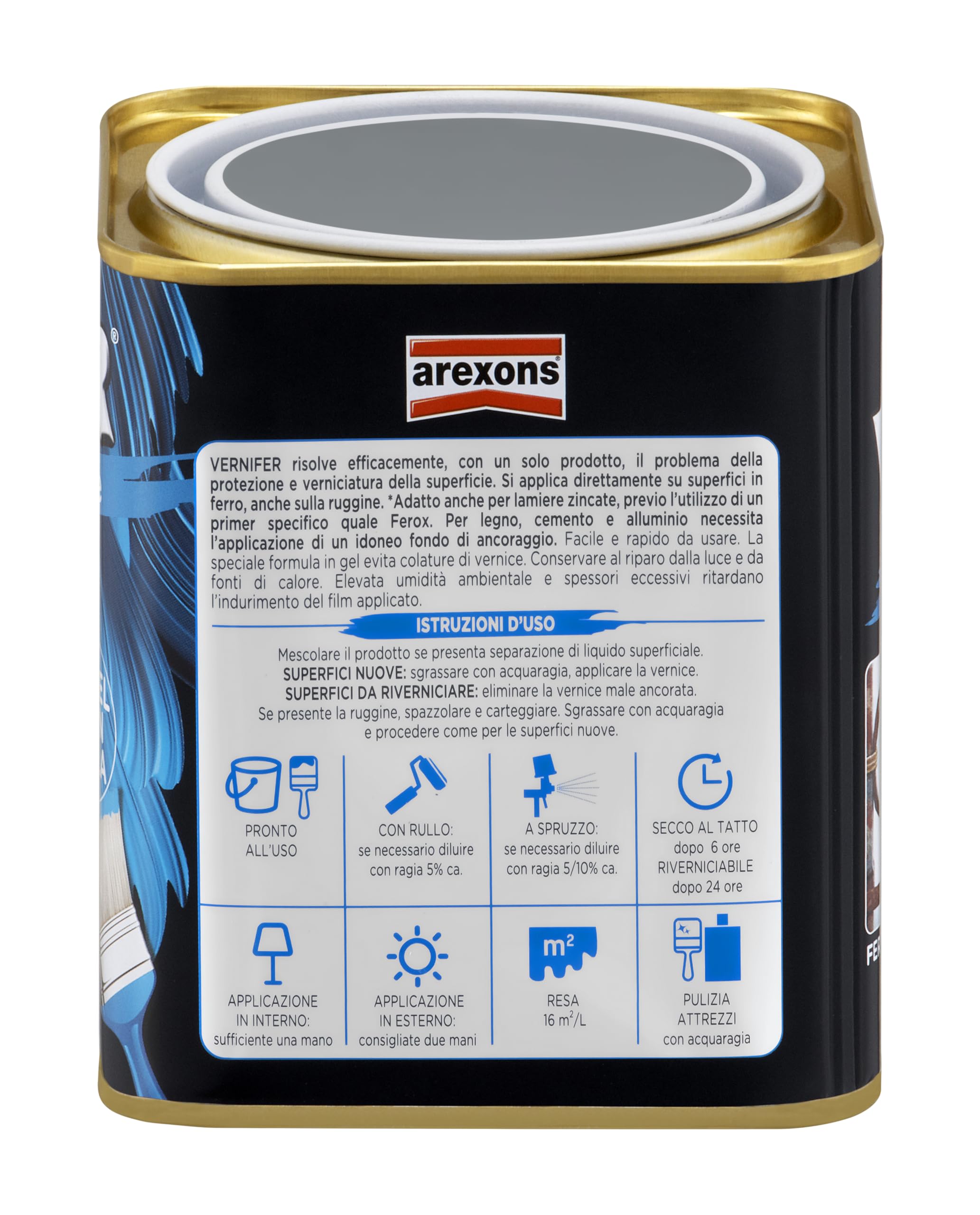 arexons-vernifer-smalto-antiruggine-gel-grigio-medio-brillante-750ml image 2