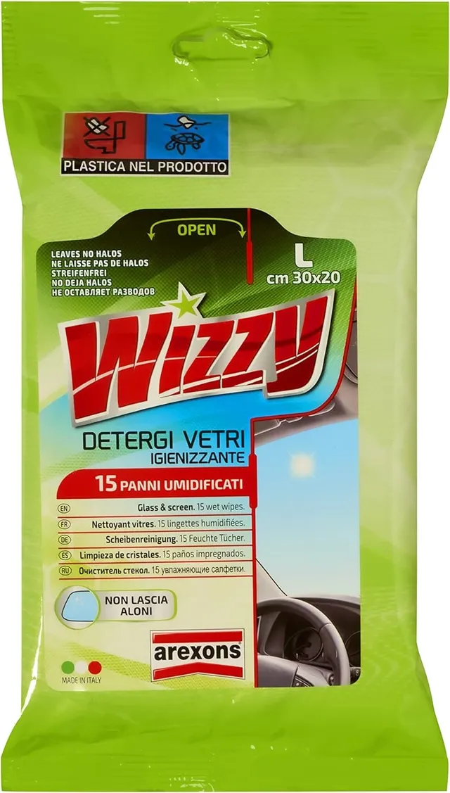 arexons-wizzy-detergi-vetri-15-salviettine-parabrezza image 1