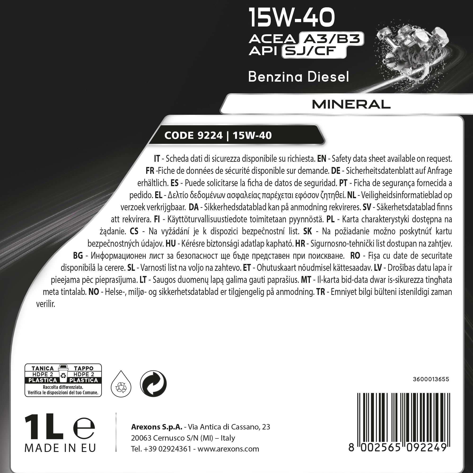 arexons-olio-motore-15w40-multigrade-universale-diesel-benzina-4-l image 3