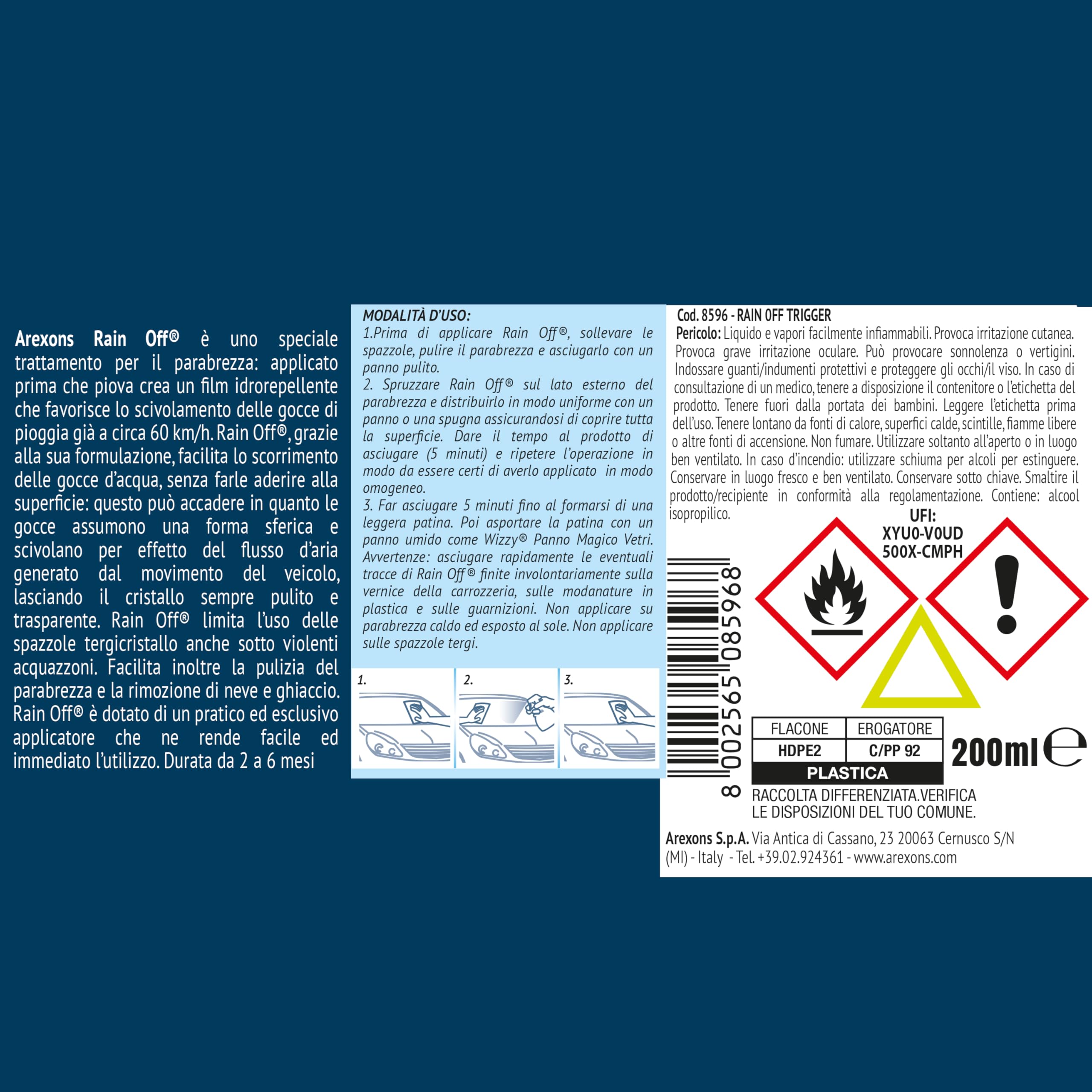arexons-rain-off-trigger-200-ml-idrorepellente-vetri-auto-spray image 2