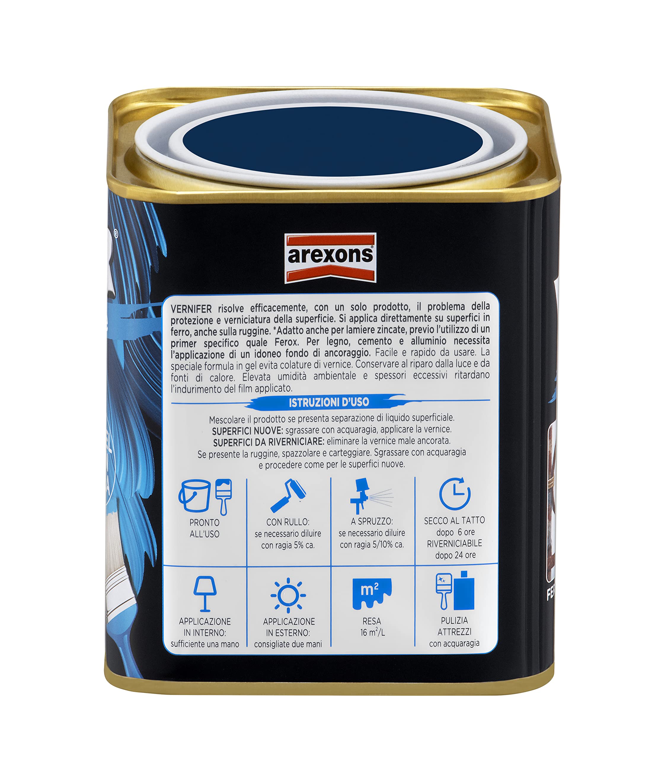 arexons-vernifer-4872-smalto-antiruggine-gel-blu-brillante-750-ml image 2