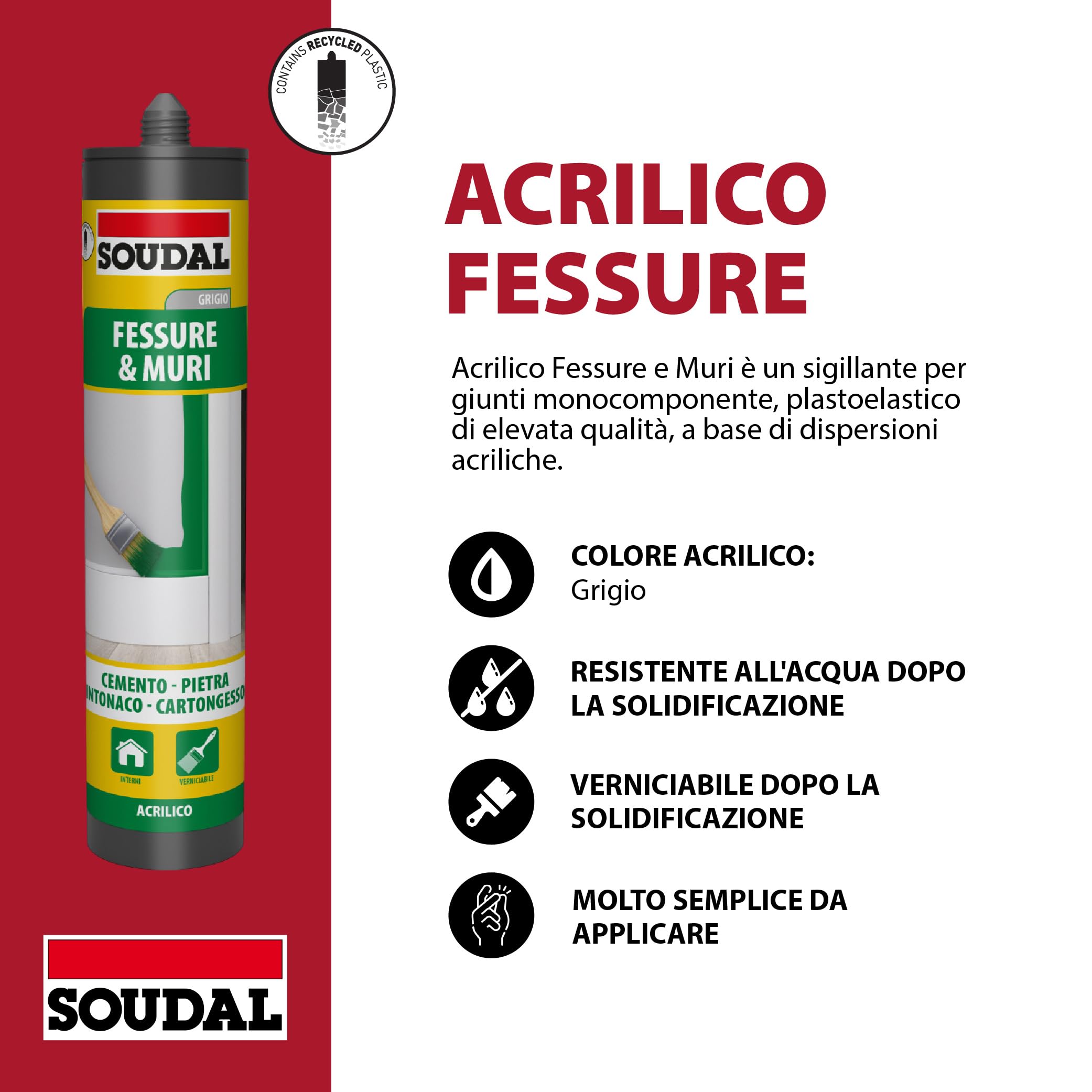 soudal-acryrub-acrilico-fessure-300ml-grigio-verniciabile image 2