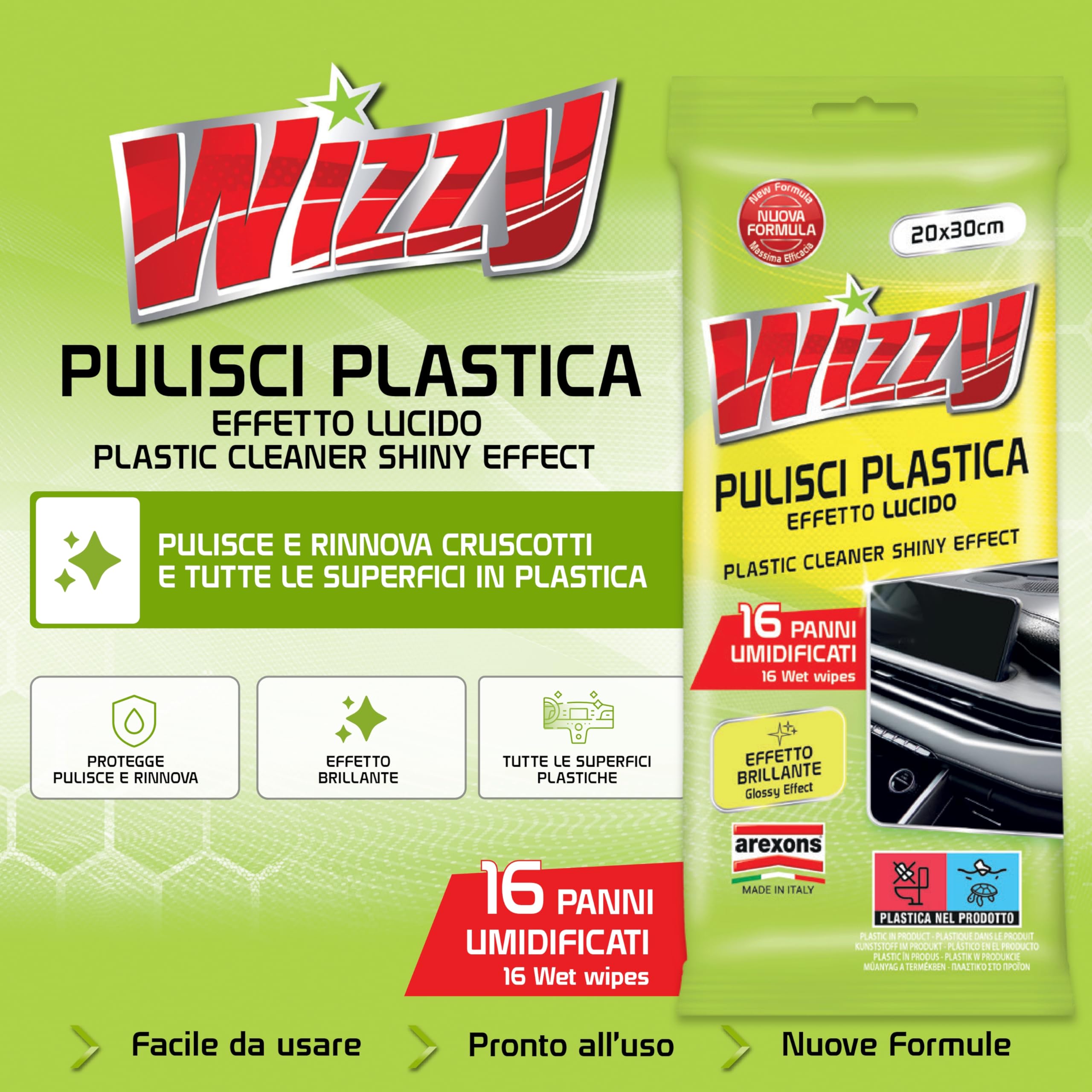 arexons-wizzy-plastica-lucido-pulitore-rinnovatore-16-panni image 2