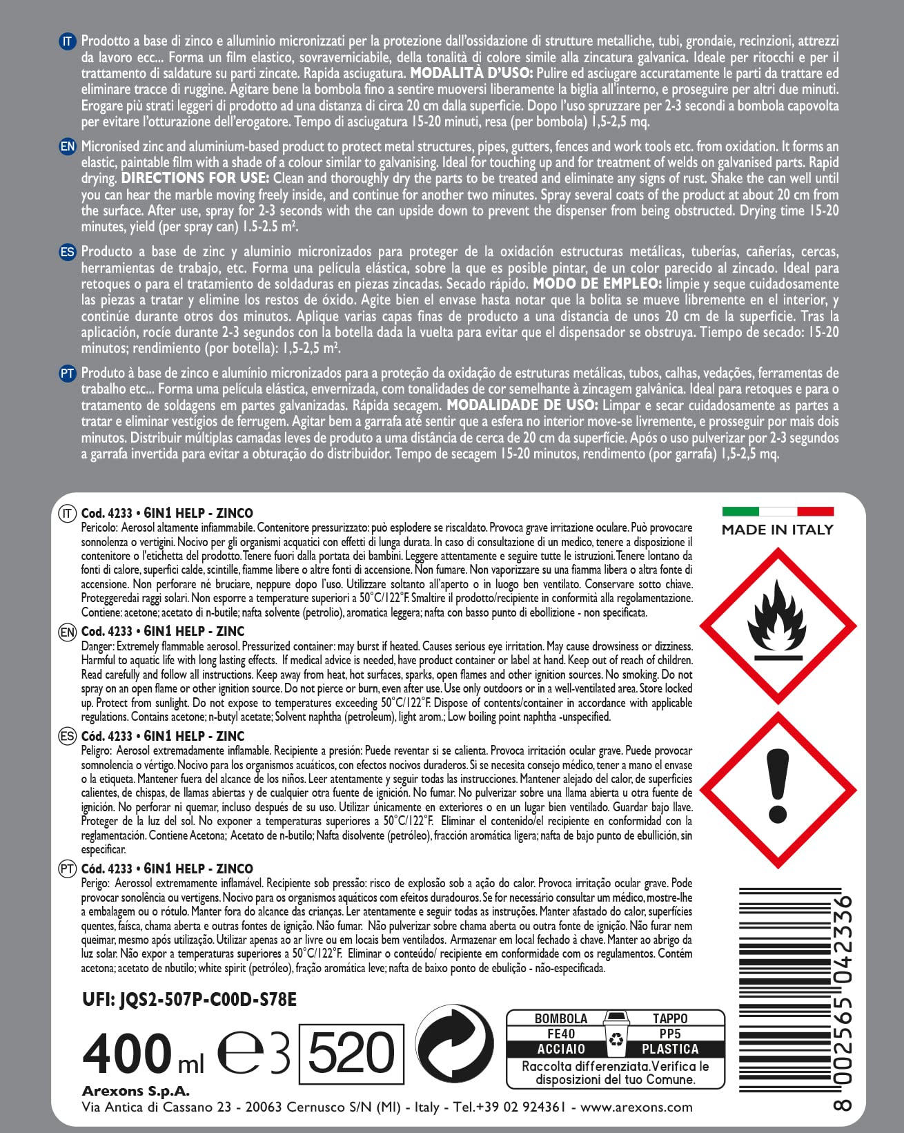 arexons-4233-6in1-help-zinco-spray-400-ml image 3