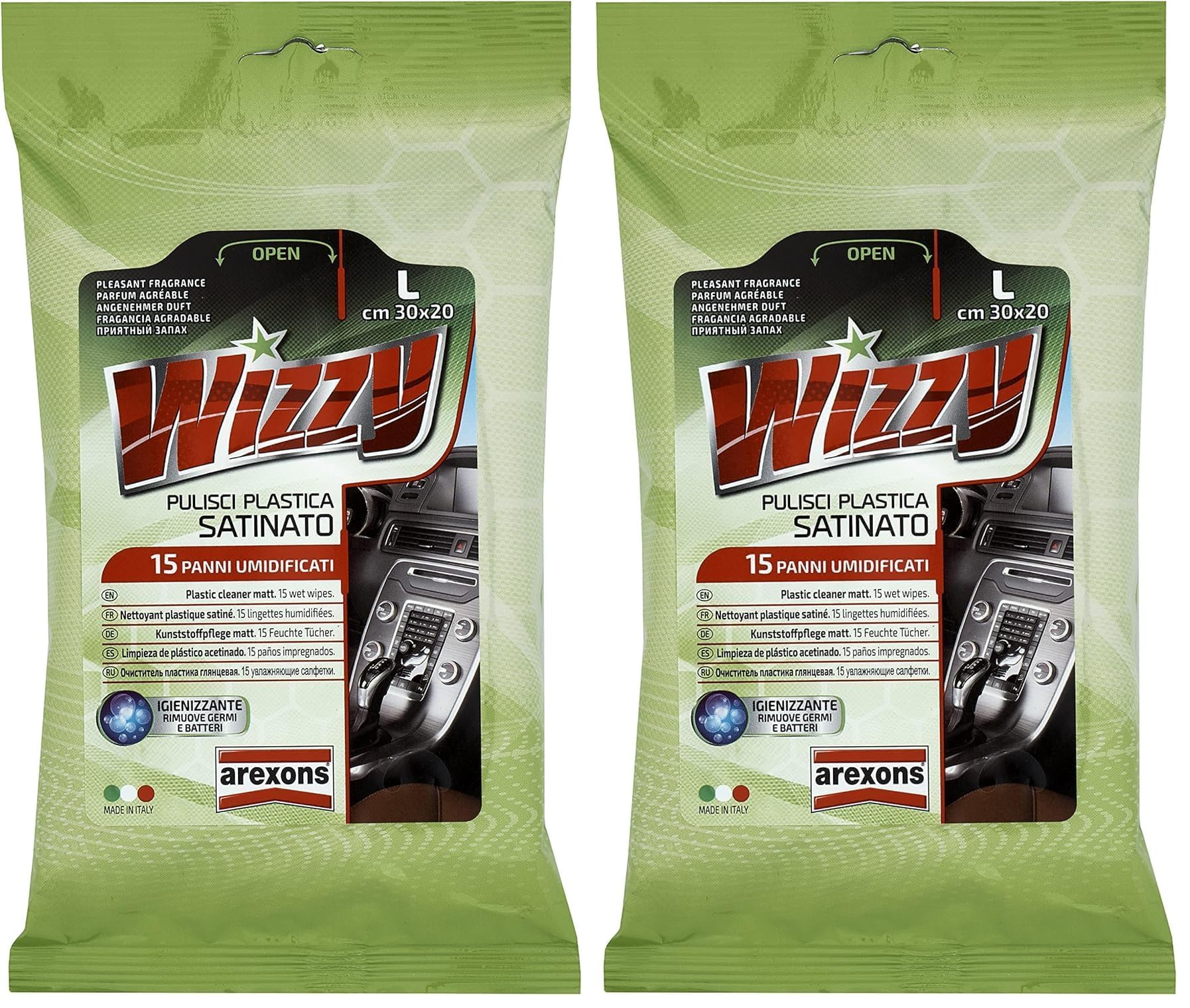 arexons-wizzy-pulisci-plastica-satinato-salviette-usa-e-getta-6-pezzi image 3