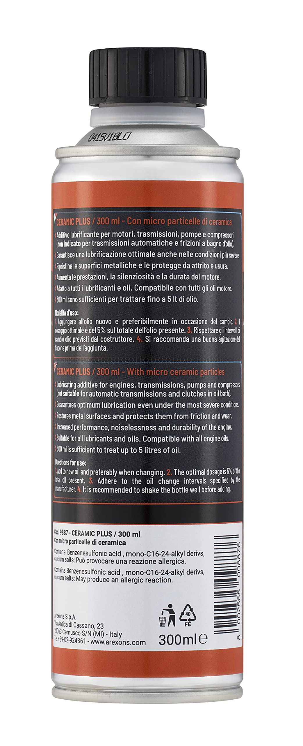 arexons-9887-ceramic-plus-additivo-olio-300-ml-diesel-e-benzina image 3