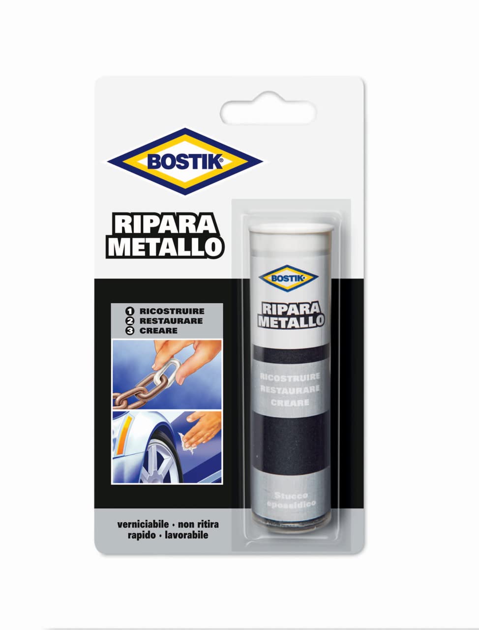 bostik-10910-ripara-metalli-stucco-epossidico-bicomponente-grigio-metallo-56-gr image 1