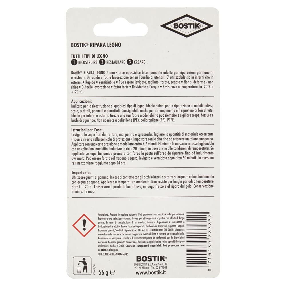 bostik-ripara-legno-stucco-bicomponente-56-g-per-restauro-legno image 2