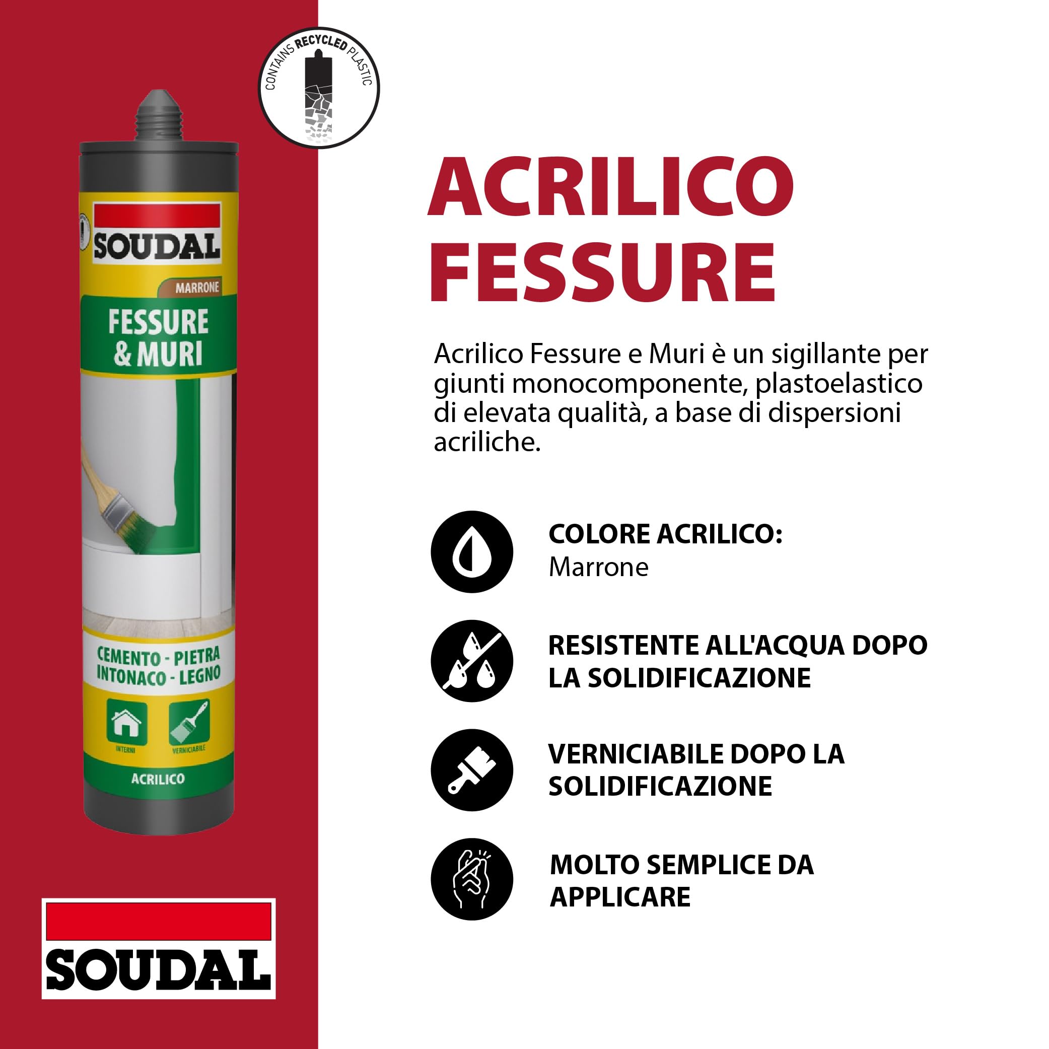 soudal-acryrub-acrilico-fessure-300ml-marrone-verniciabile image 2