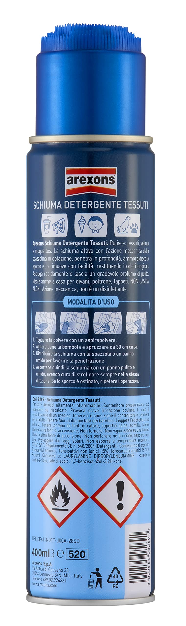 arexons-8269-schiuma-detergente-tessuti-400-ml-con-spazzolina image 2
