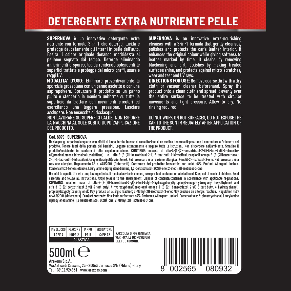 arexons-car-care-pro-supernova-detergente-pelle-extra-nutriente-500ml image 3