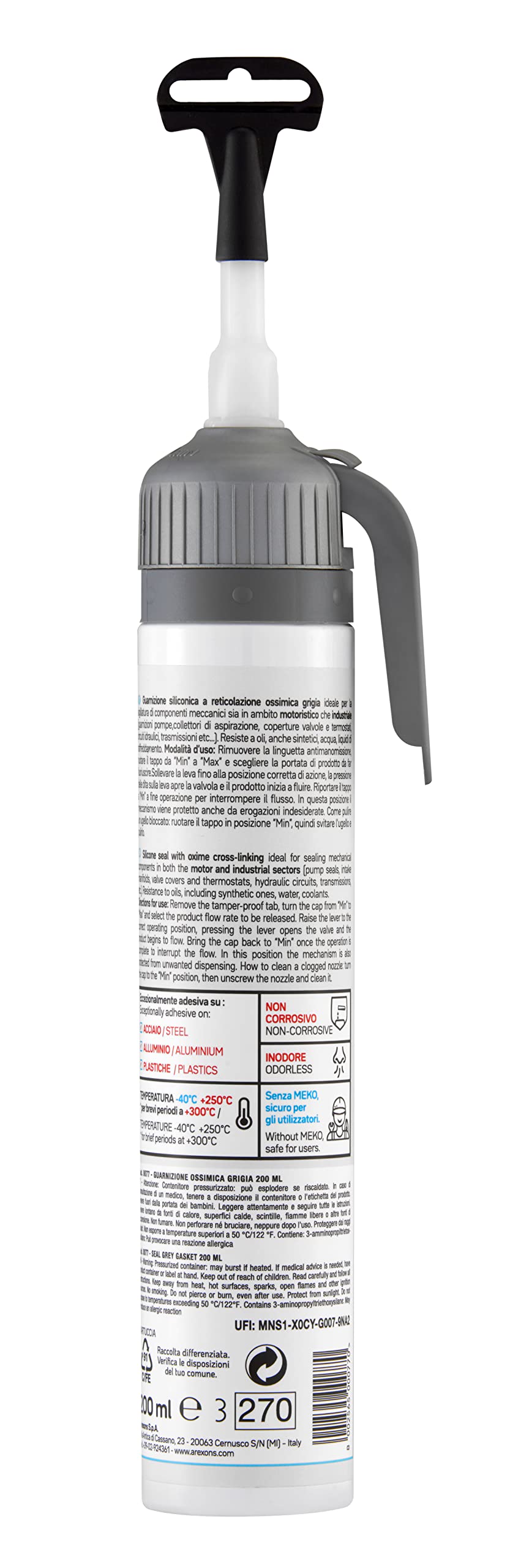 arexons-oximic-pro-guarnizione-siliconica-grigia-rtv-200-ml image 2