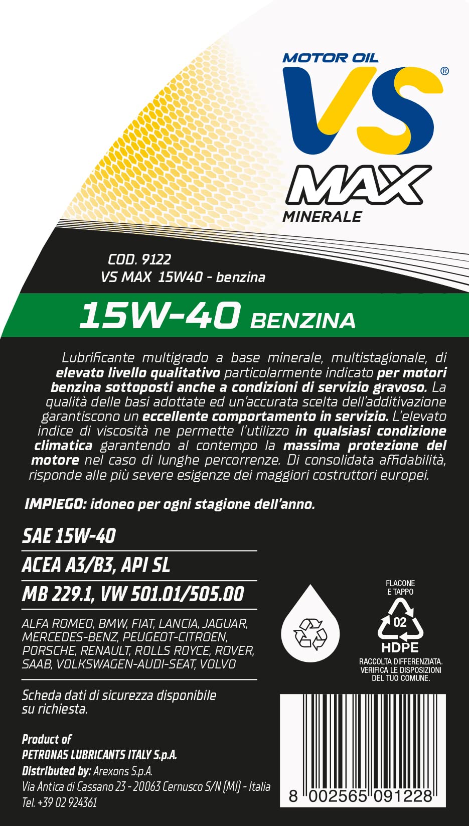 arexons-vs-max-minerale-15w-40-olio-motore-benzina-1l image 2