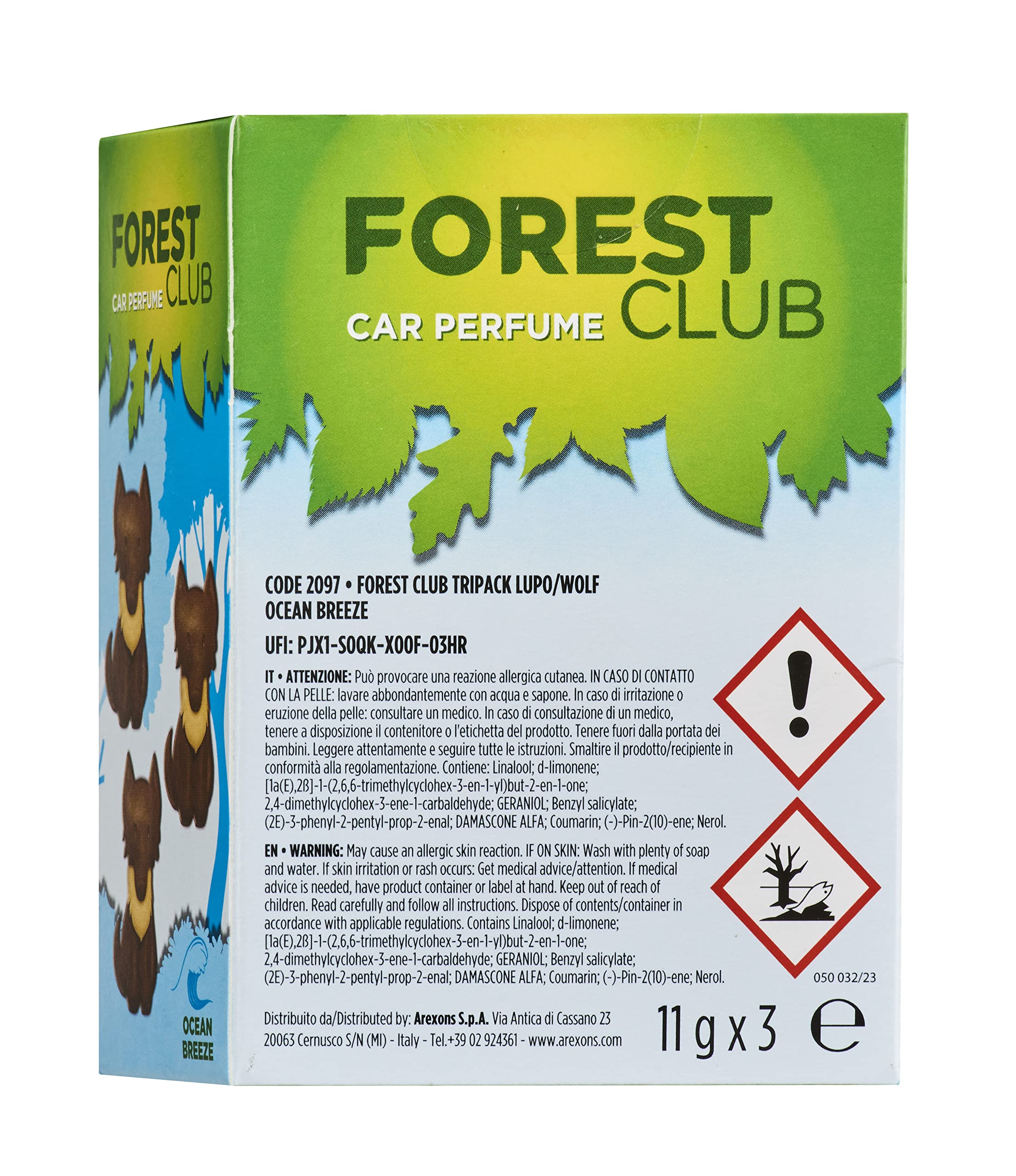 arexons-forest-club-friends-lupo-tripack-profumatore-auto-ocean-breeze image 2