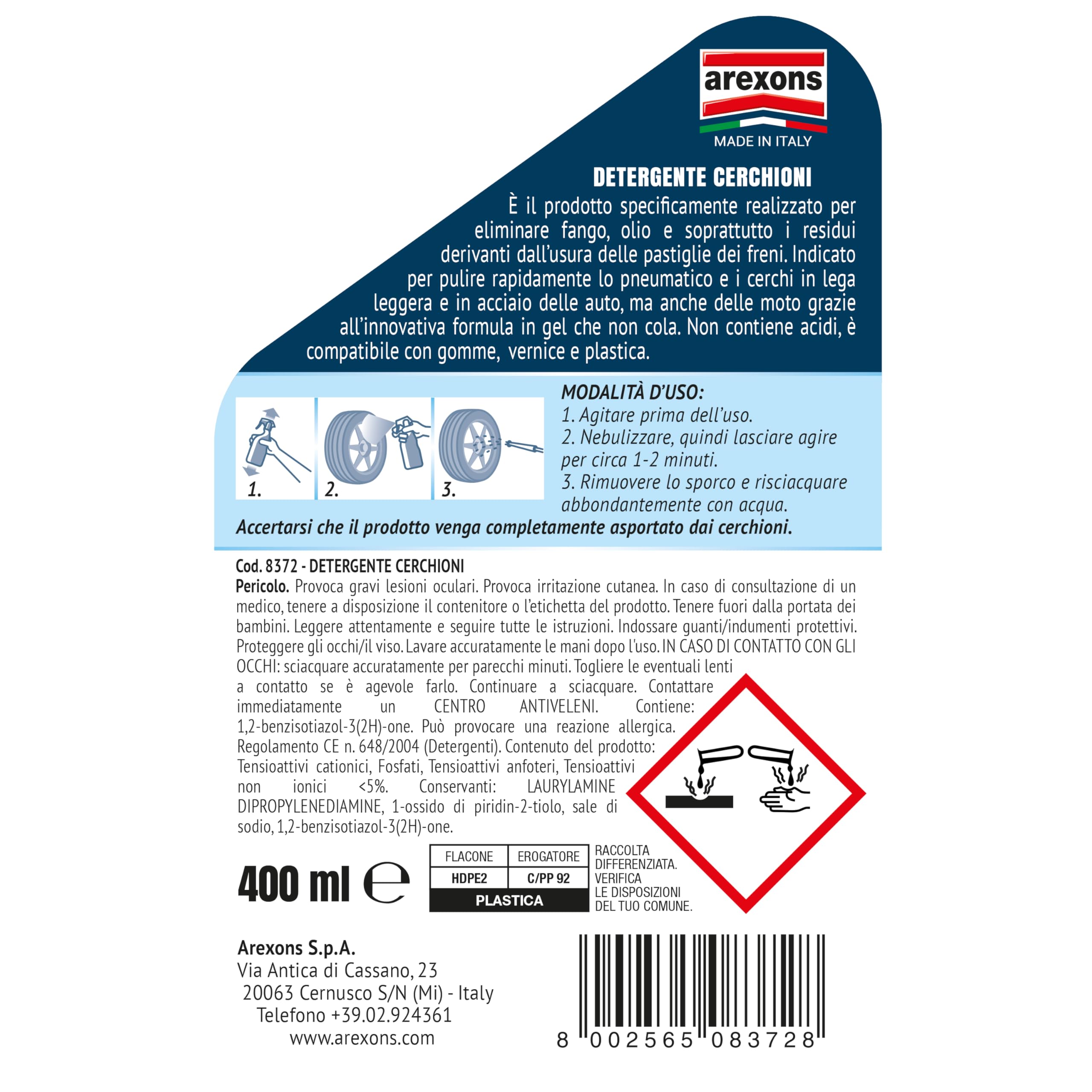 arexons-cura-auto-detergente-cerchioni-400-ml image 2