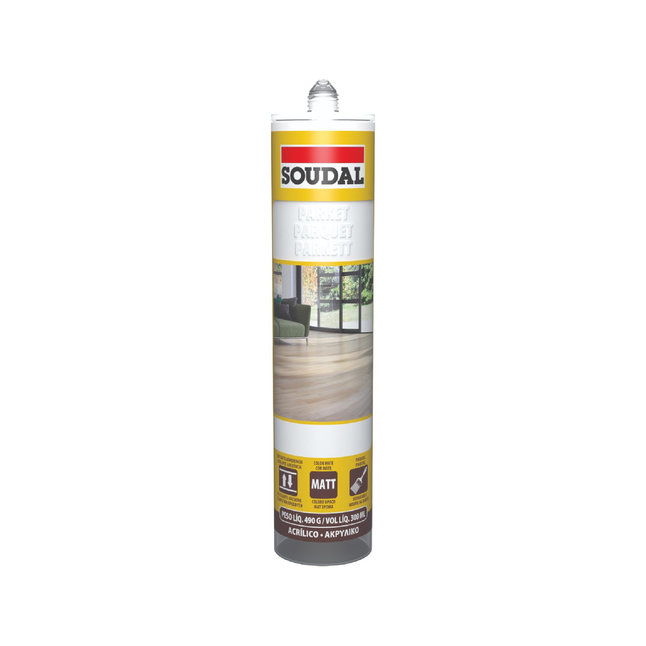 soudal-acrilico-legno-300ml-bianco-perla-sigillante-verniciabile-per-parquet-e-l image 1