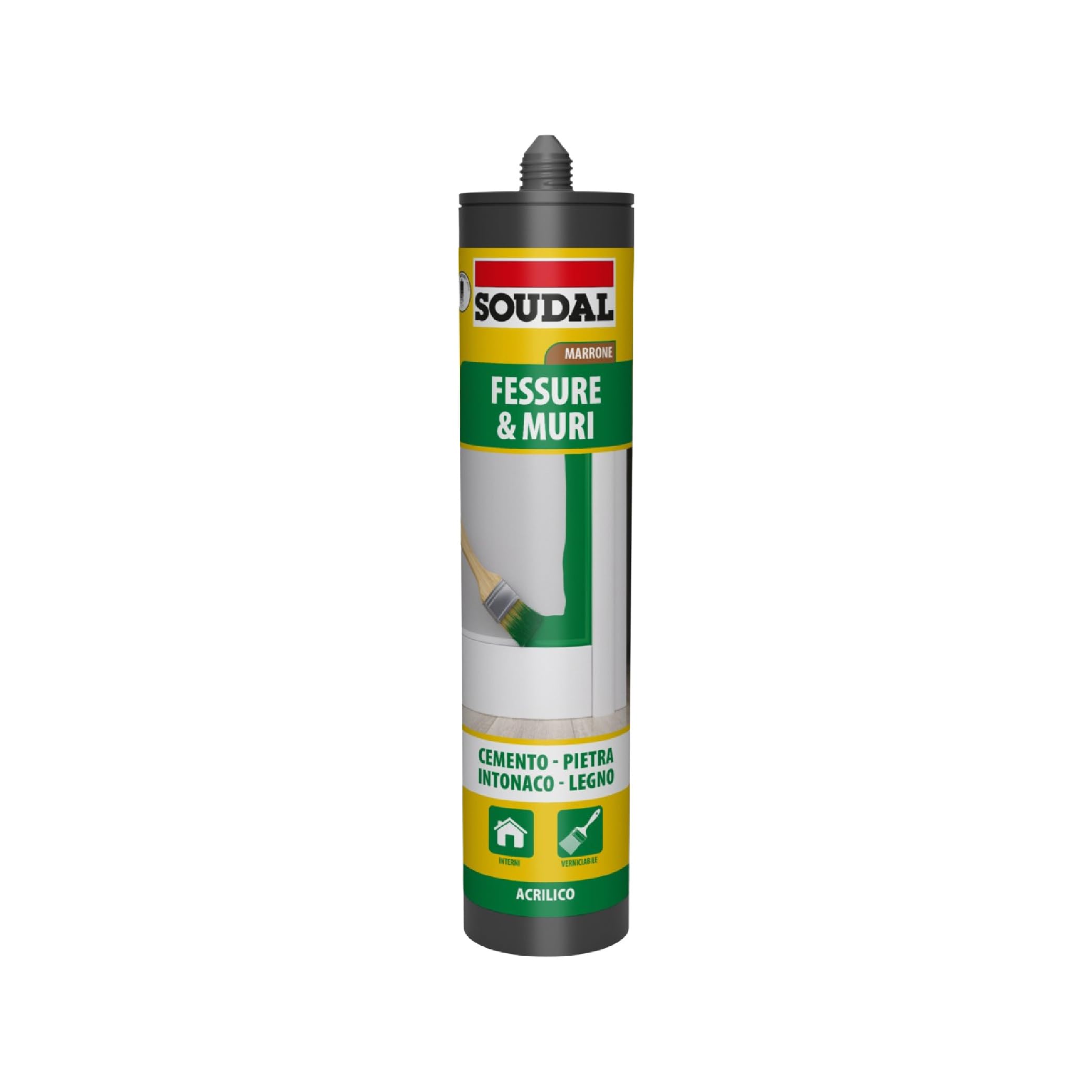 soudal-acryrub-acrilico-fessure-300ml-marrone-verniciabile image 1