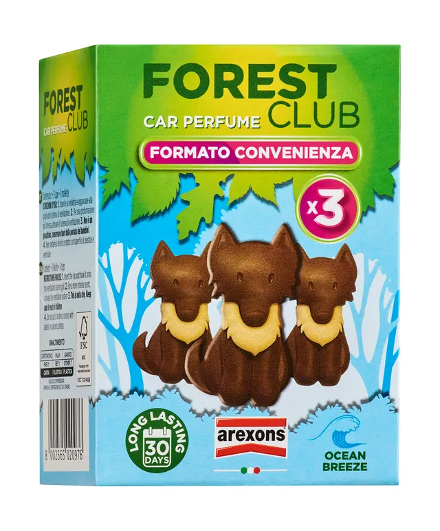 arexons-forest-club-friends-lupo-tripack-profumatore-auto-ocean-breeze image 1