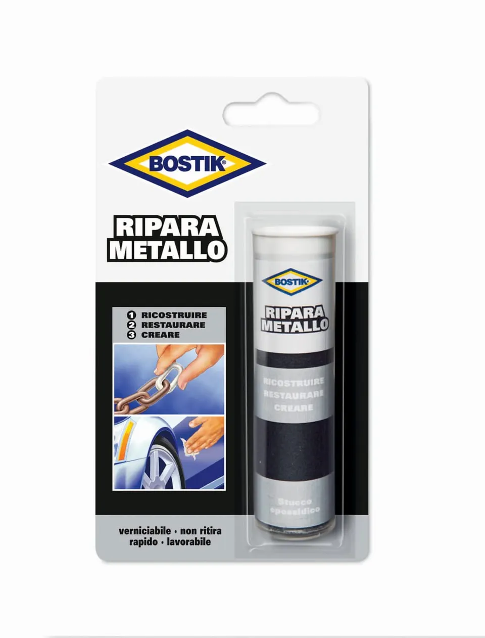 bostik-10910-ripara-metalli-stucco-epossidico-bicomponente-grigio-metallo-56-gr image 1