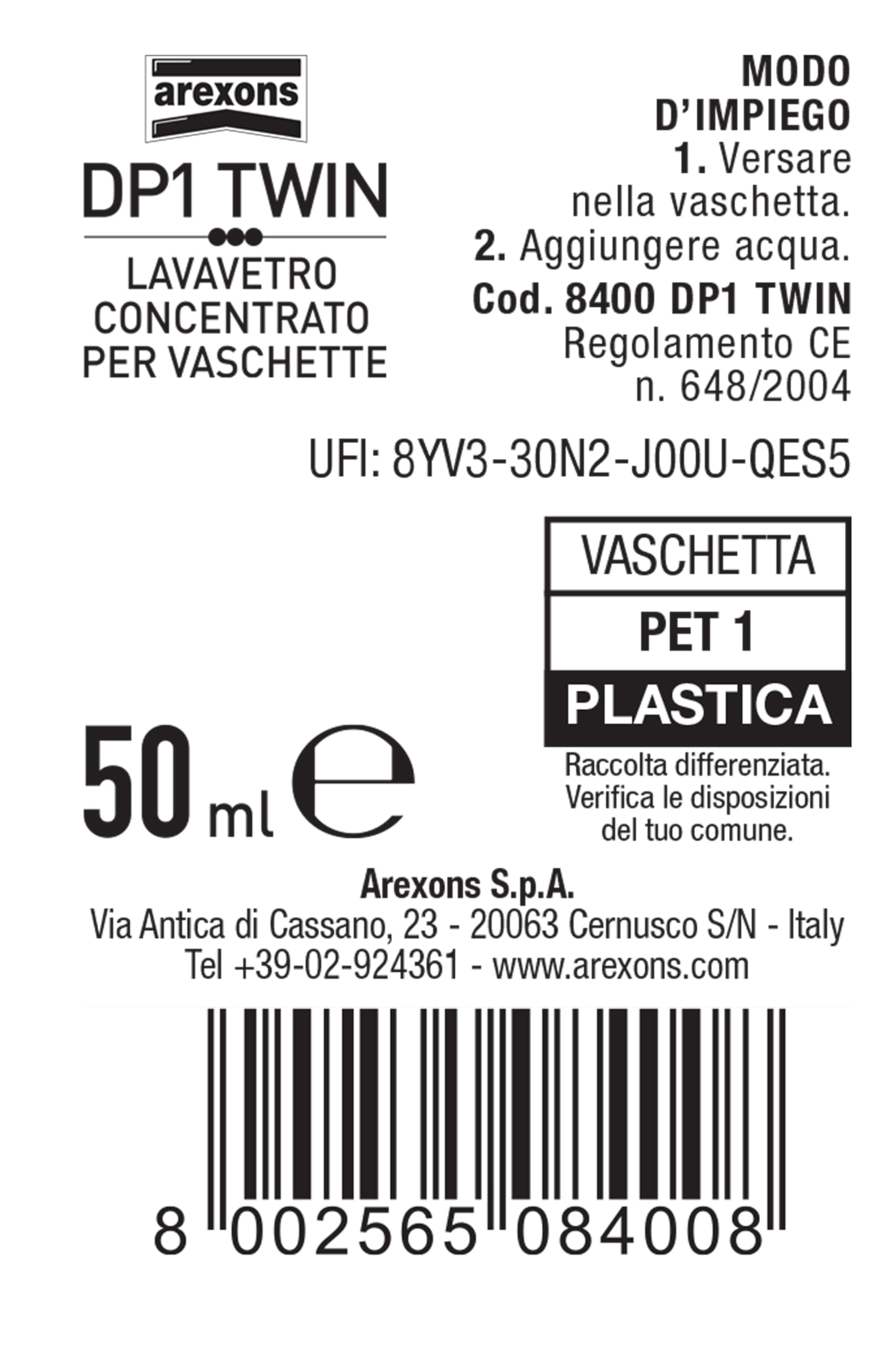 arexons-dp-1-twin-detergente-lavavetro-concentrato-2x50-ml image 3