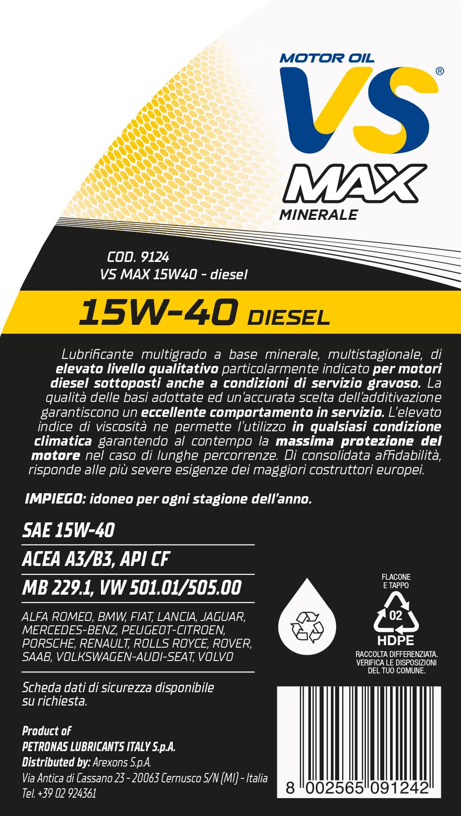 arexons-vs-max-minerale-15w-40-olio-motore-diesel-1l image 2
