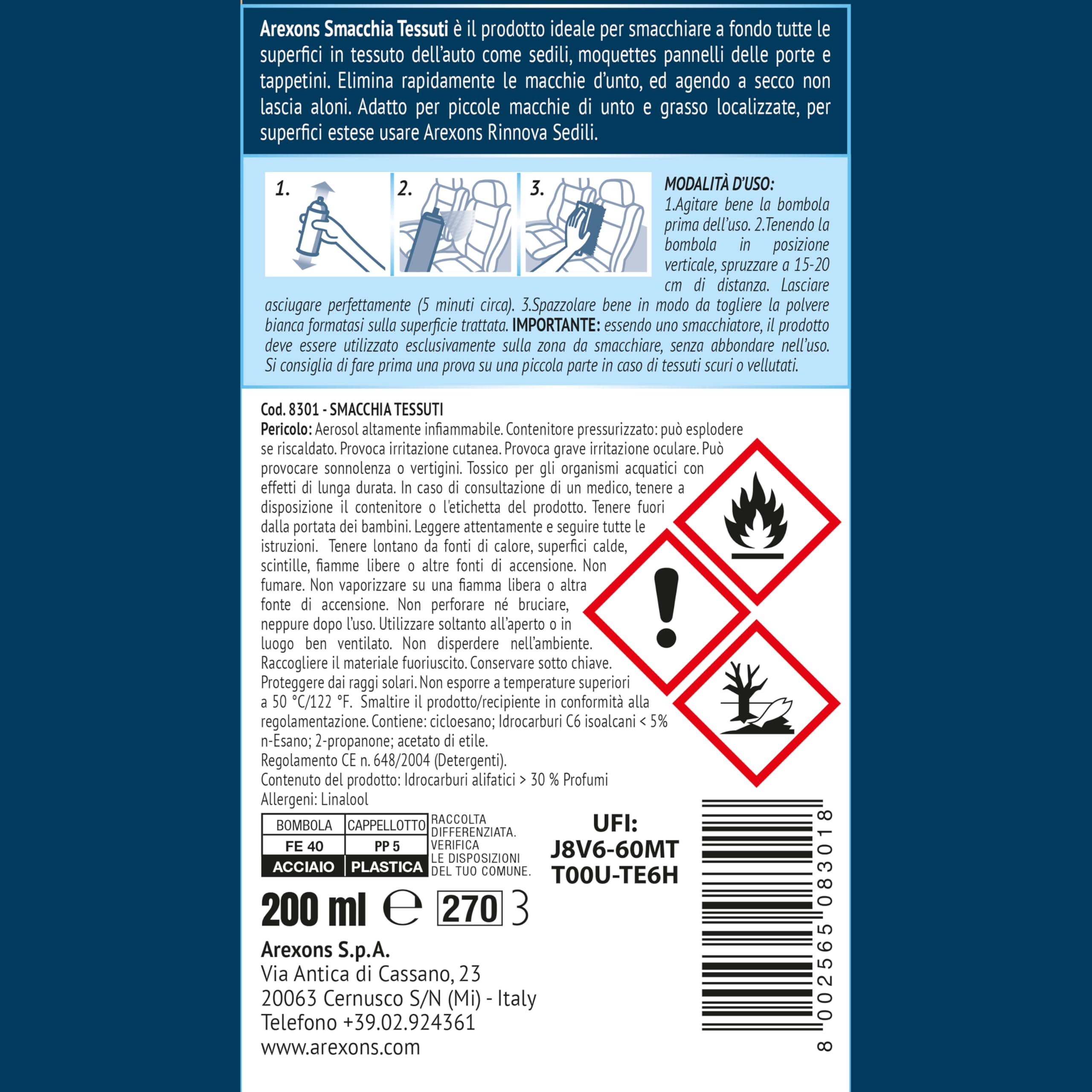 arexons-cura-auto-smacchia-tessuti-200-ml image 2