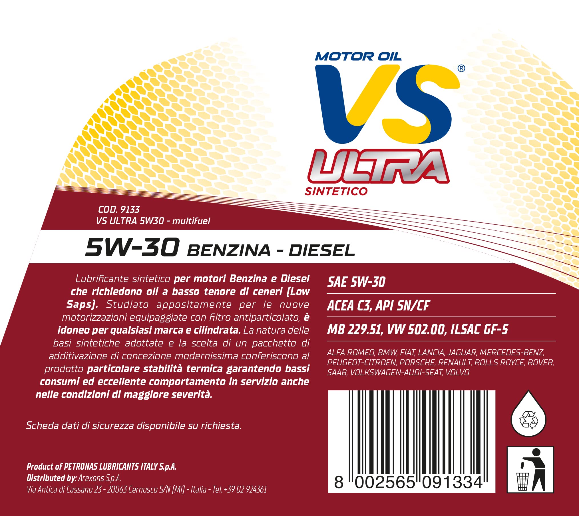 arexons-vs-ultra-5w-30-lubrificante-sintetico-multifuel-4l image 2