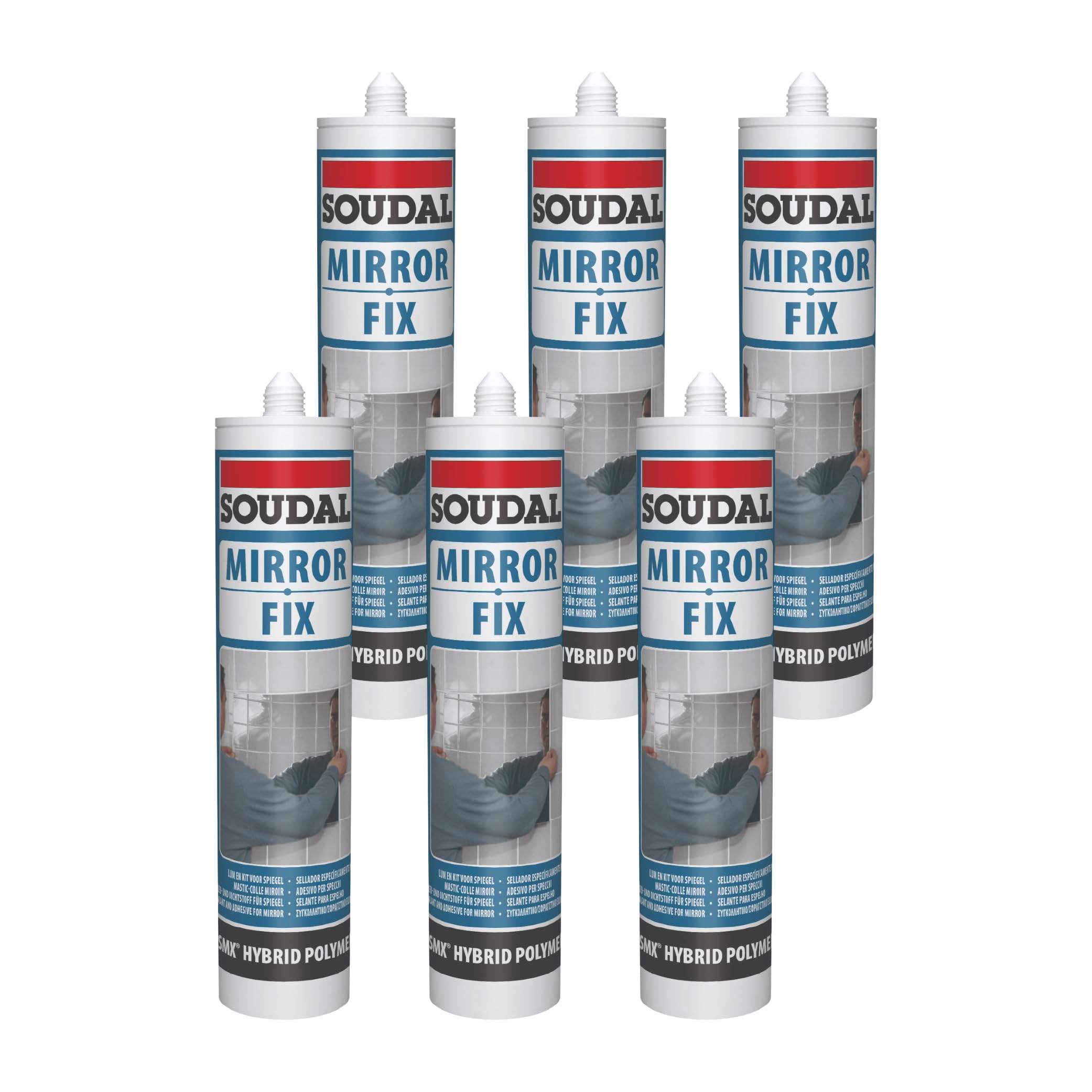 soudal-mirror-fix-6x290ml-bianco-adesivo-per-specchi-elastico-anti-uv image 1