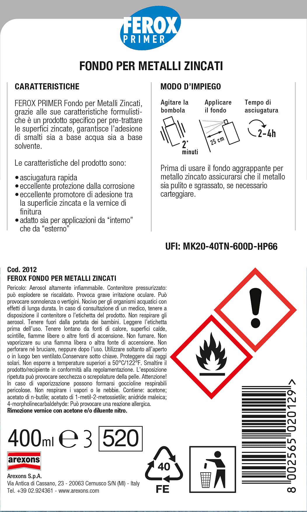 arexons-ferox-fondo-per-metalli-zincati-spray-grigio-400-ml image 3