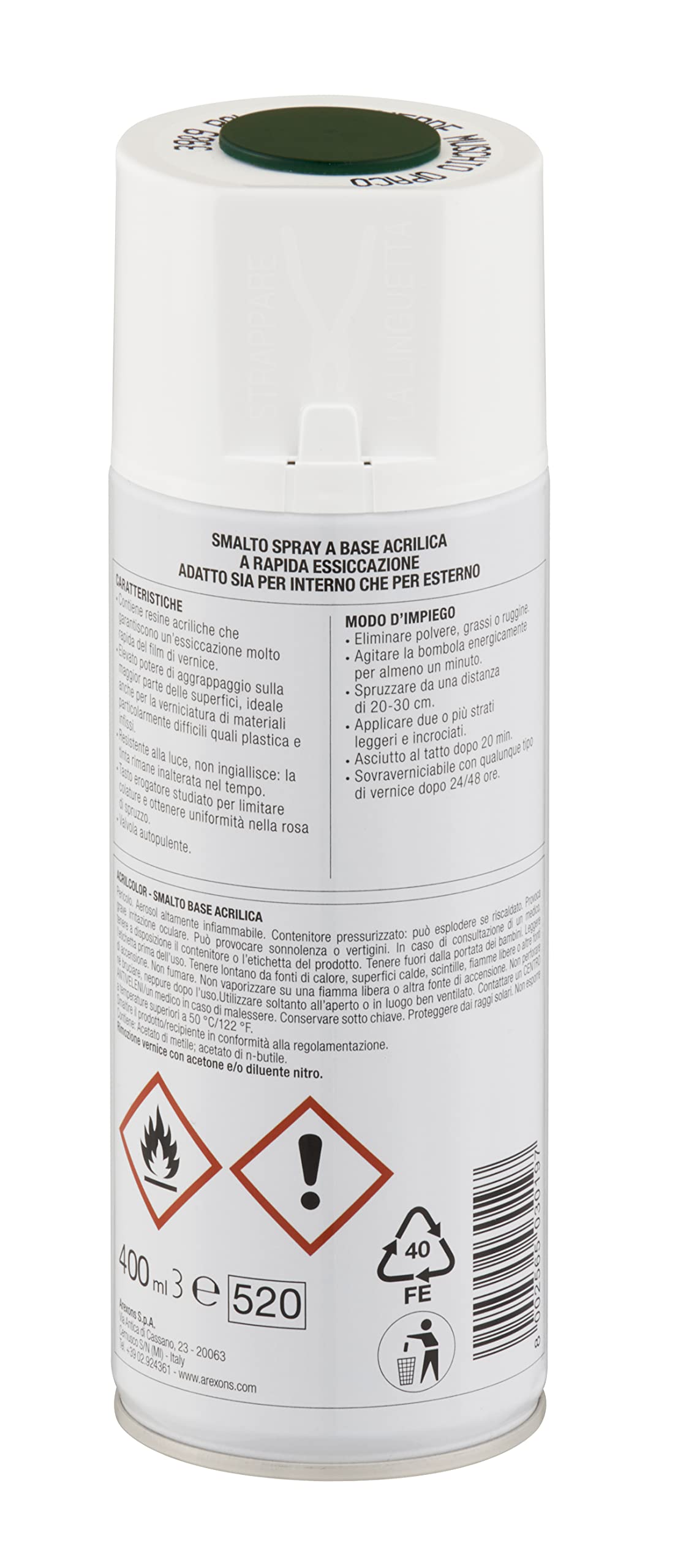 arexons-acrilcolor-ral-6005-verde-muschio-opaco-spray-400-ml image 2