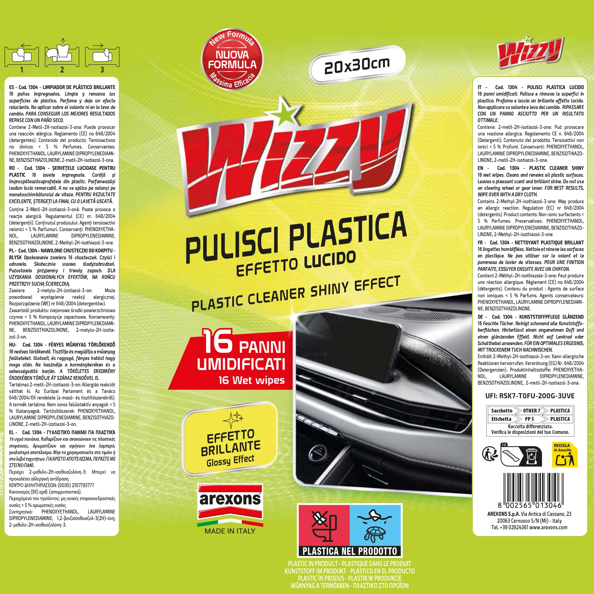 arexons-wizzy-plastica-lucido-pulitore-rinnovatore-16-panni image 3