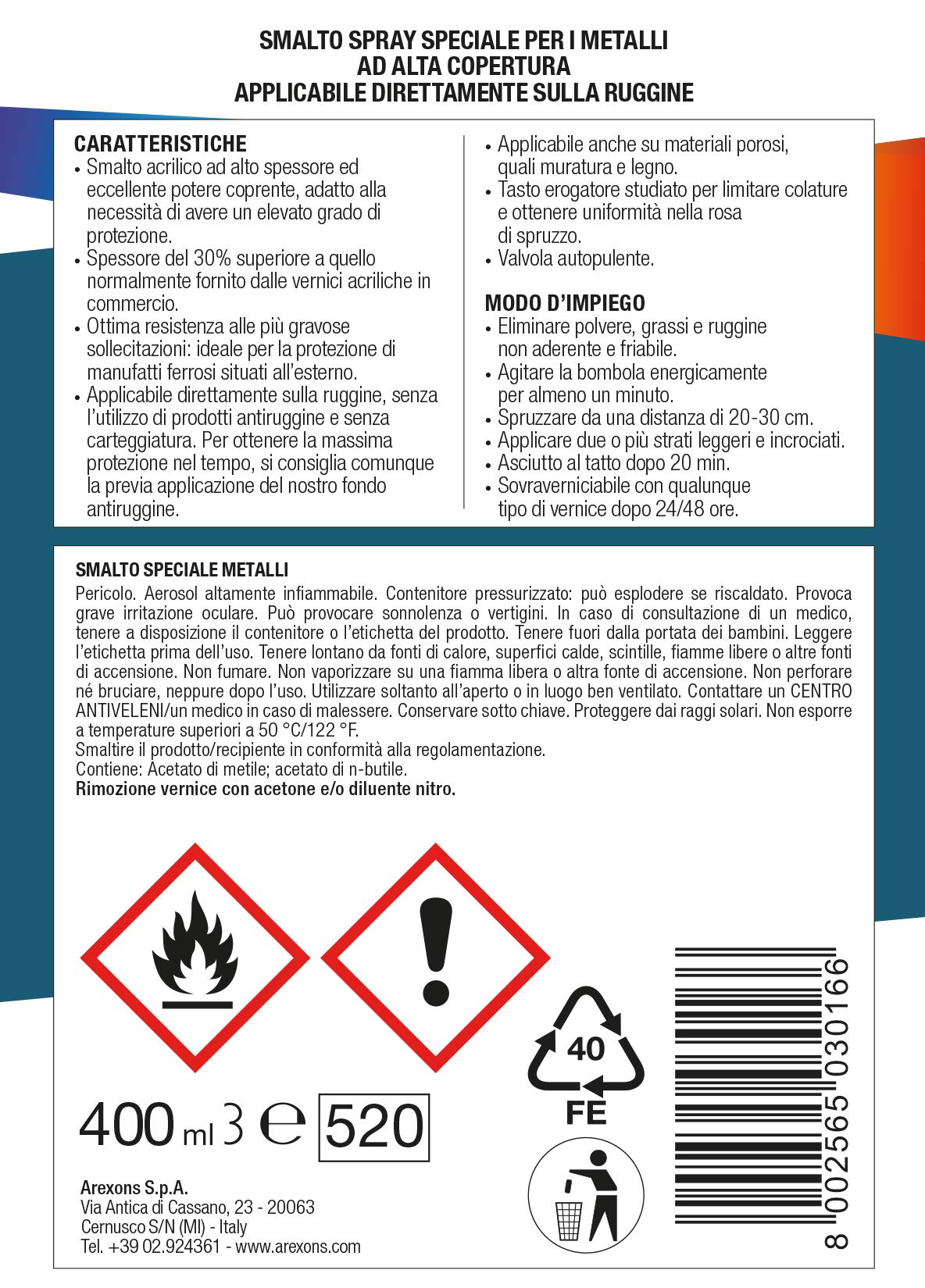 arexons-acrilcolor-smalto-spray-acrilico-per-metalli-400-ml image 3