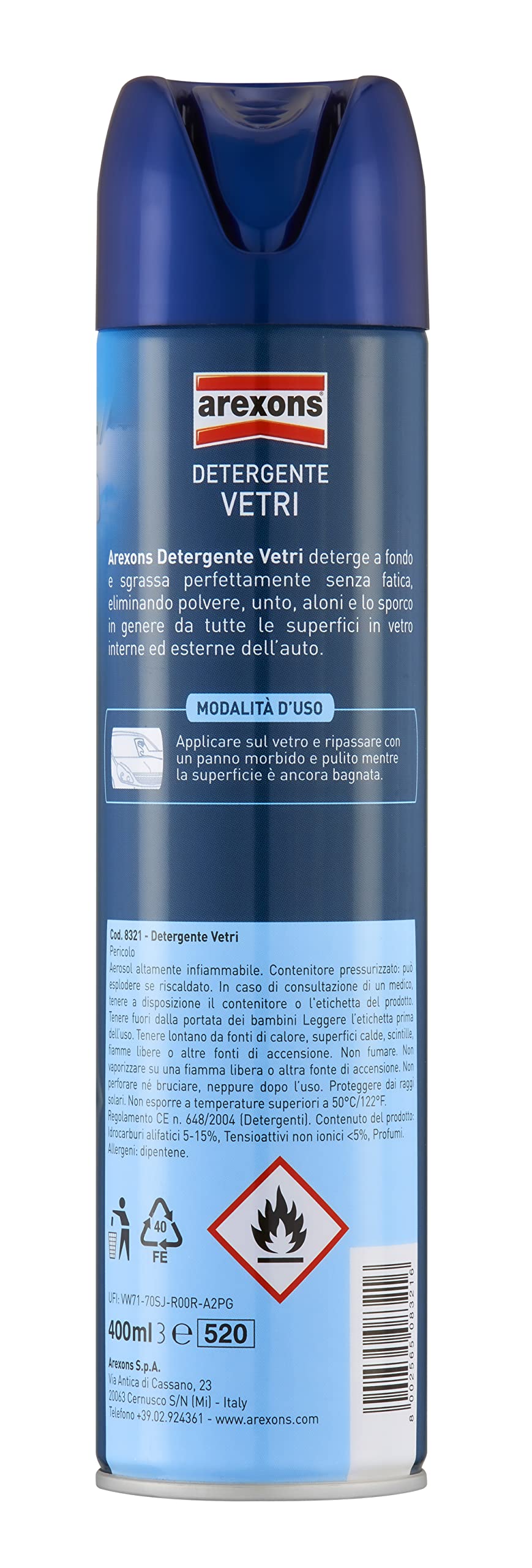 arexons-8321-detergente-vetri-spray-400-ml image 2