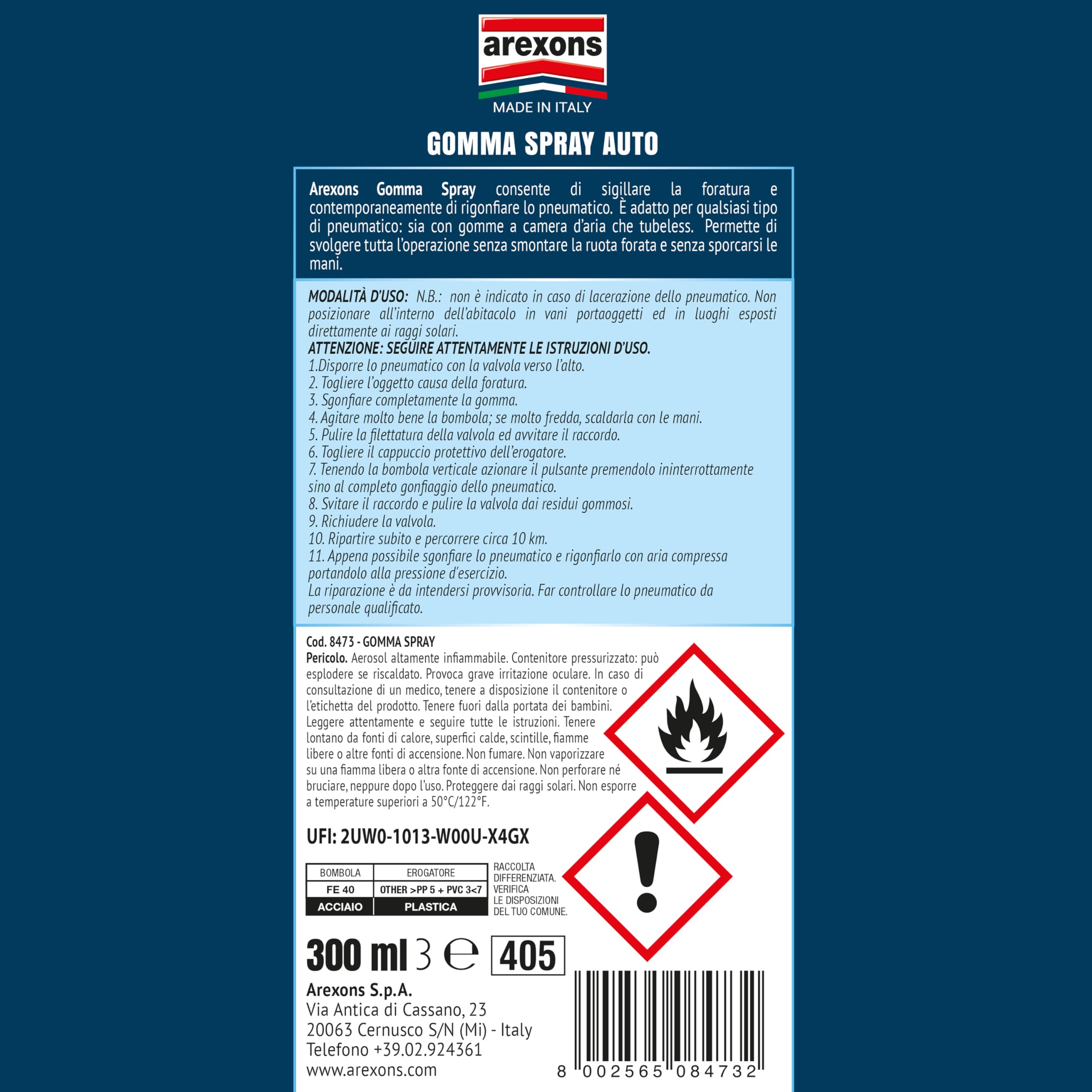 arexons-gomma-spray-gonfia-e-ripara-pneumatici-300-ml image 2