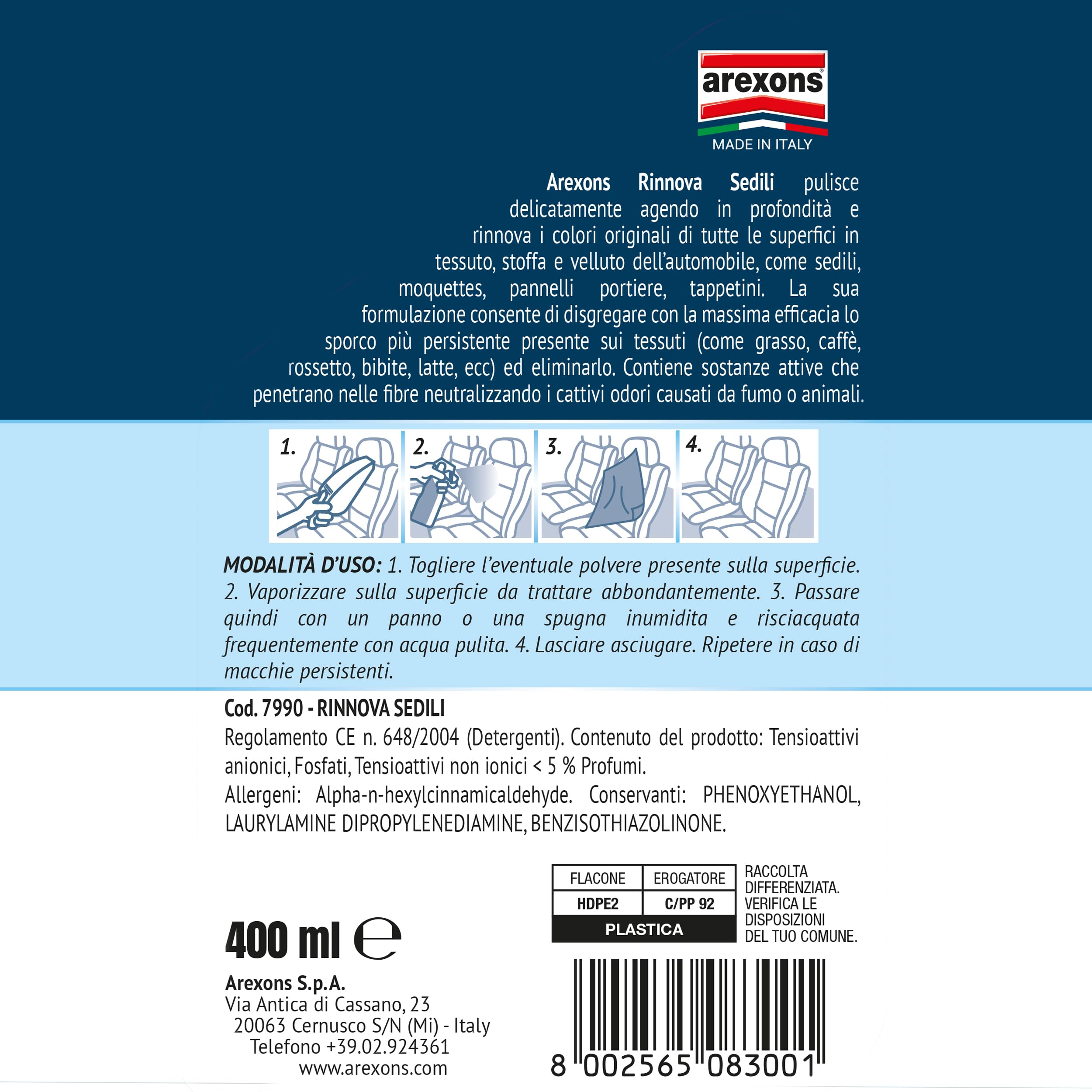 arexons-rinnova-sedili-pulitore-tessuti-auto-400-ml image 5