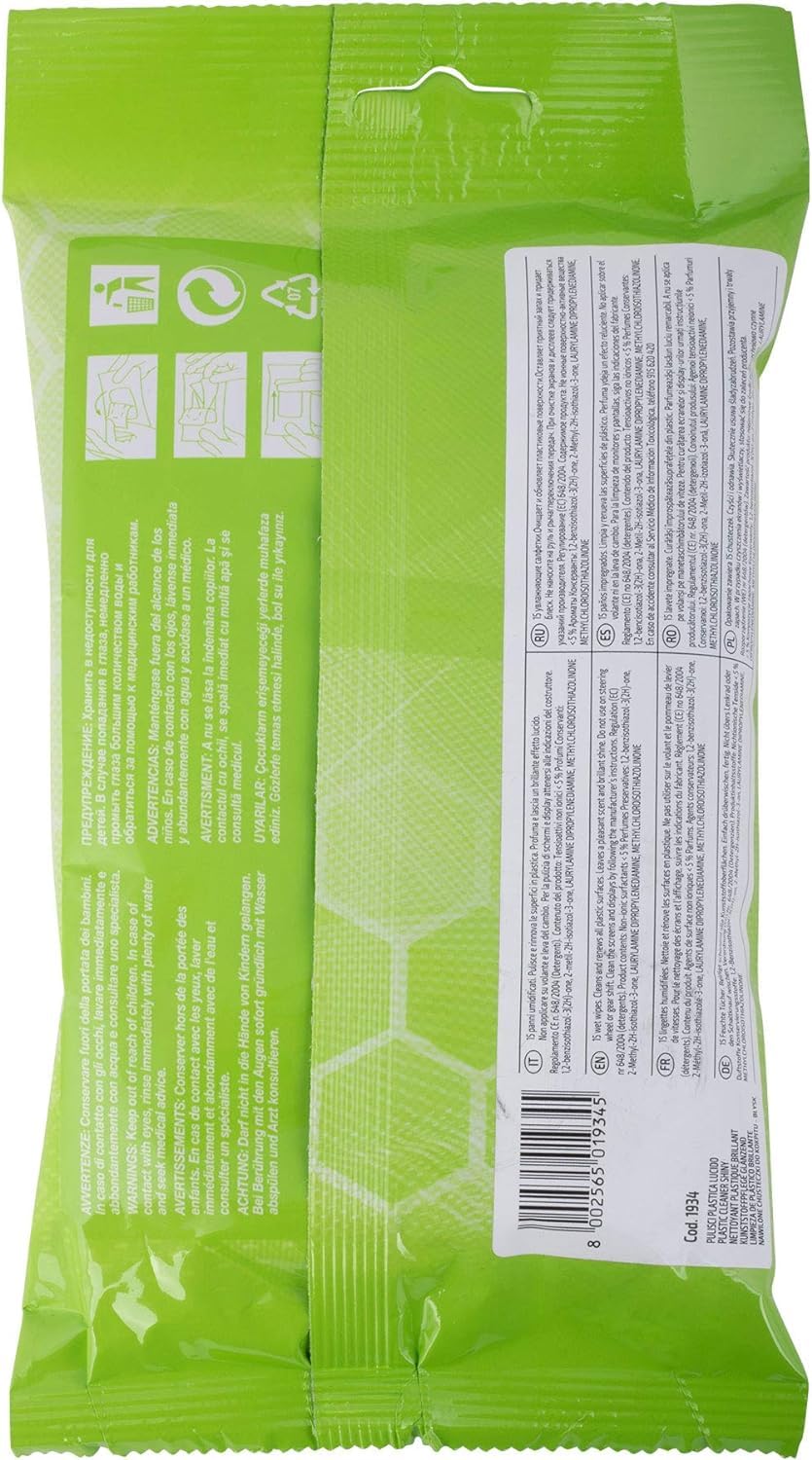 arexons-wizzy-pulisci-plastica-lucido-15-salviettine-auto image 1