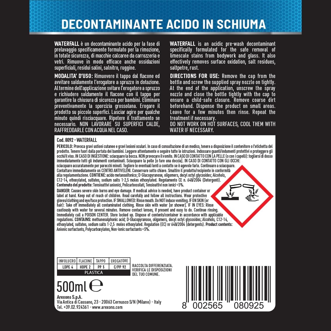 arexons-car-care-pro-waterfall-anticalcare-prelavaggio-auto-500-ml image 3