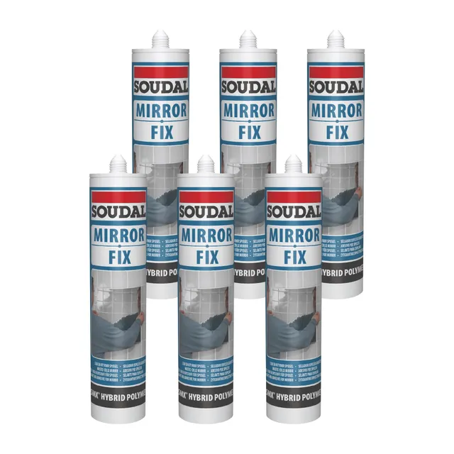 soudal-mirror-fix-6x290ml-bianco-adesivo-per-specchi-elastico-anti-uv image 1