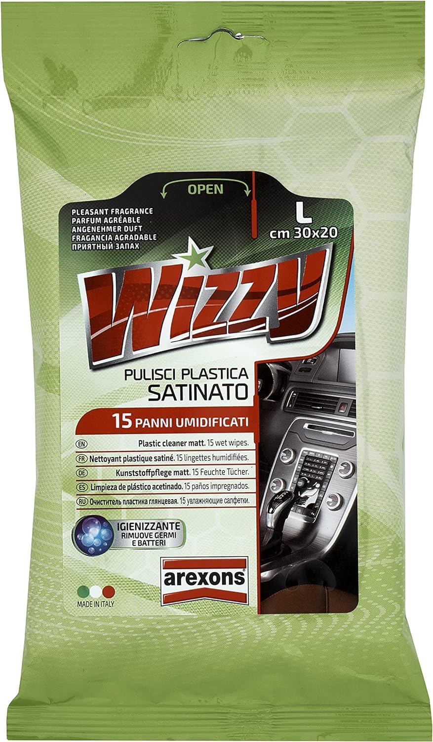 arexons-wizzy-pulisci-plastica-satinato-salviette-usa-e-getta-6-pezzi image 4