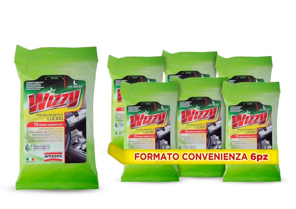 arexons-wizzy-pulisci-plastica-lucido-salviette-6-pezzi image 1