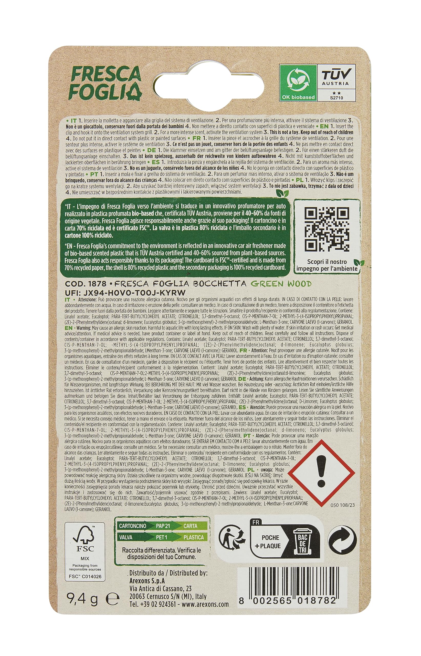 arexons-fresca-foglia-profumatore-auto-bocchetta-green-wood image 2