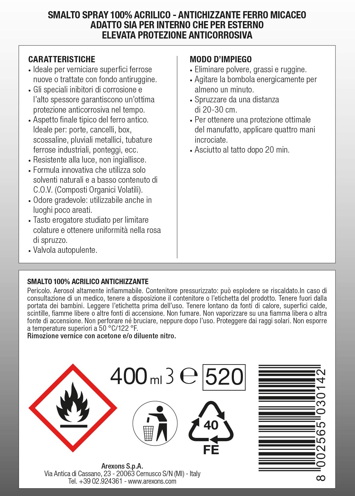 arexons-smalto-spray-effetto-antichizzante-grigio-400ml image 3