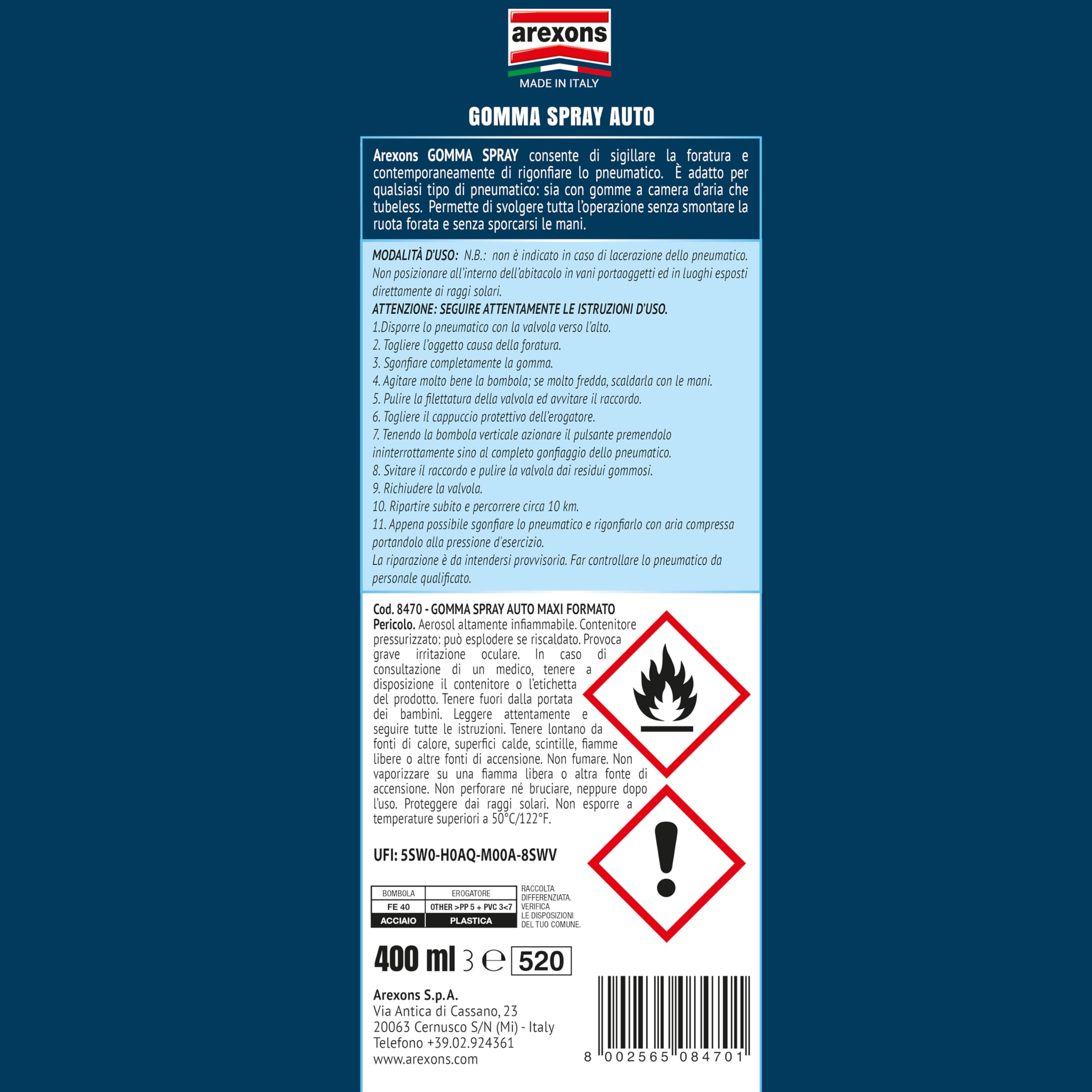 arexons-gomma-spray-gonfia-e-ripara-400-ml image 2
