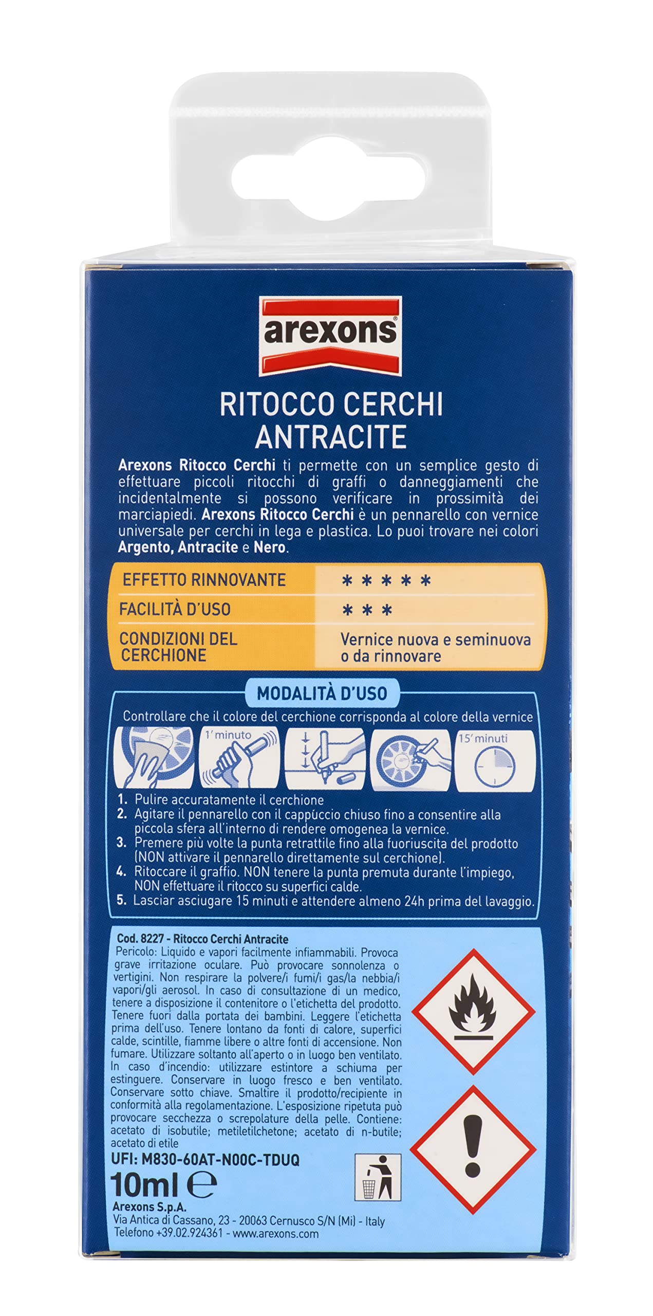 arexons-8227-ritocco-cerchioni-antracite-10-ml-pennarello-vernice-copri-graffi image 2