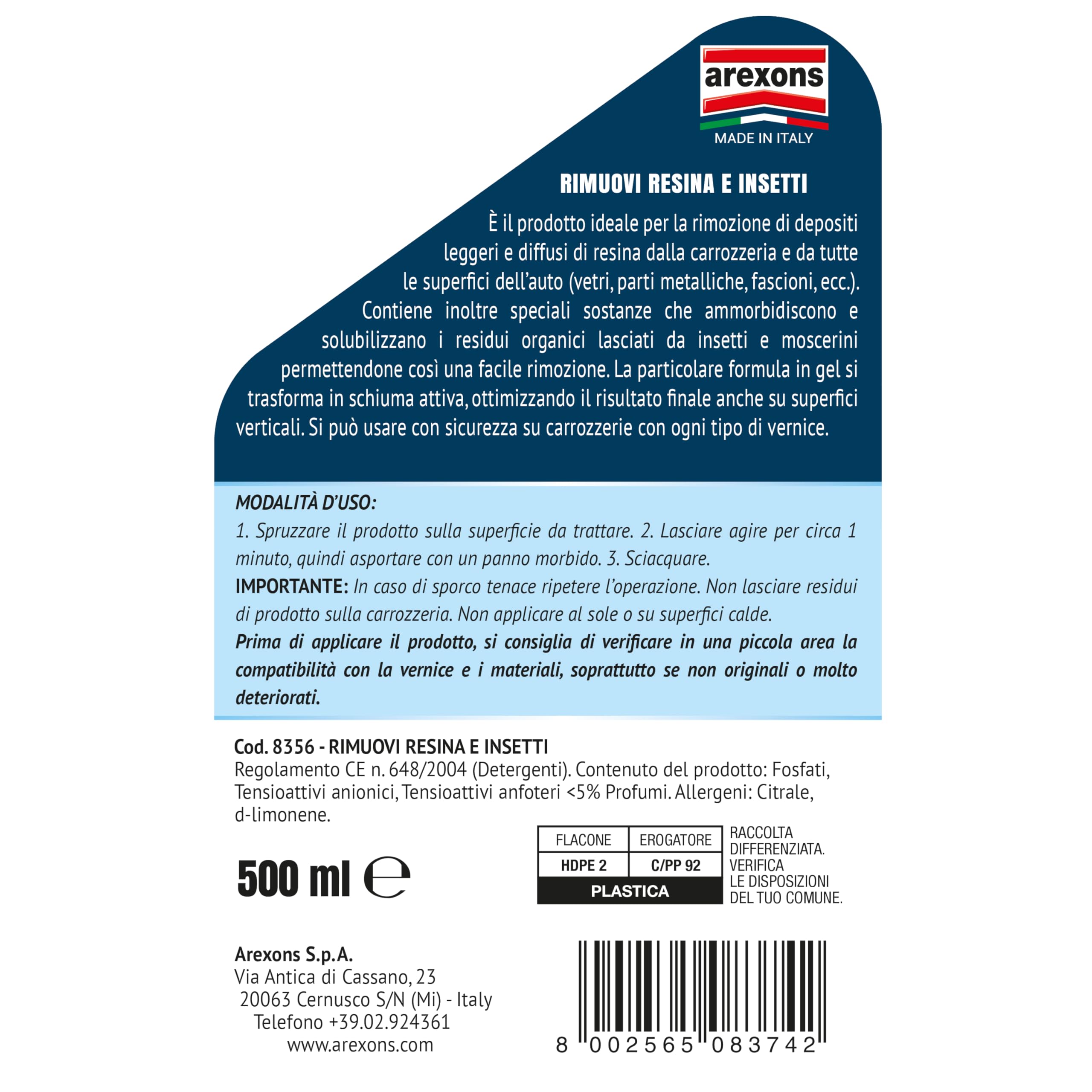 arexons-rimuovi-resina-e-insetti-auto-500-ml-formula-in-gel image 2