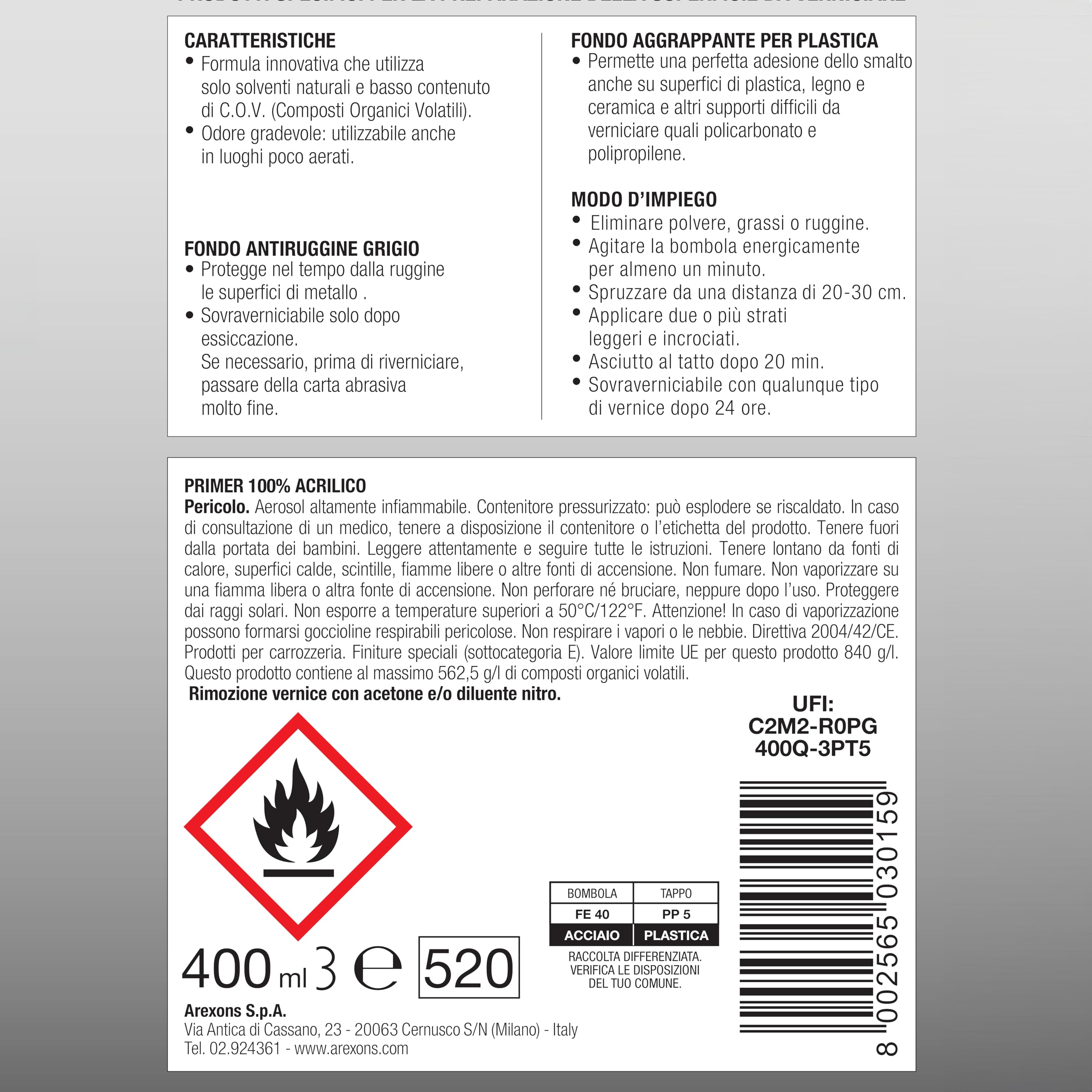 arexons-primer-100-acrilico-6x400-ml-fondo-aggrappante-per-plastica image 2