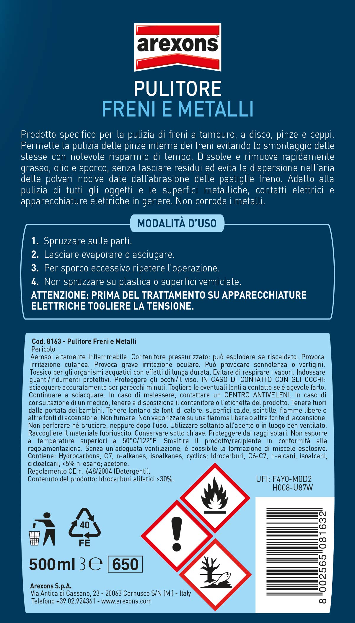 arexons-pulitore-freni-metalli-sgrassatore-spray-500-ml image 3